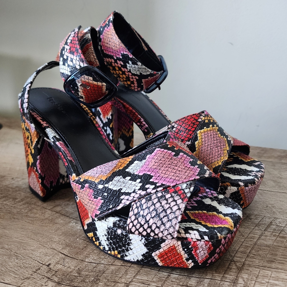 Multi Print Faux Leather Heels